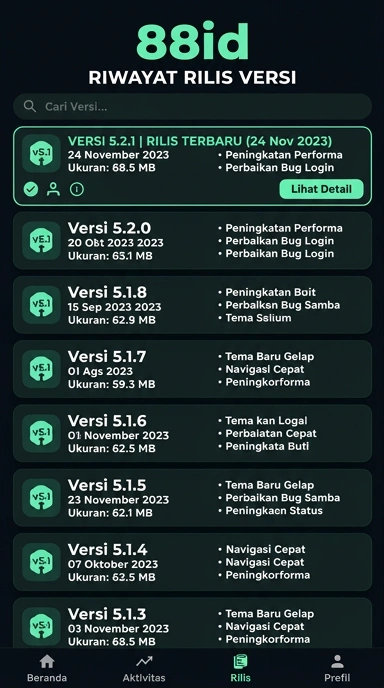 Riwayat Versi Aplikasi 88id untuk Android