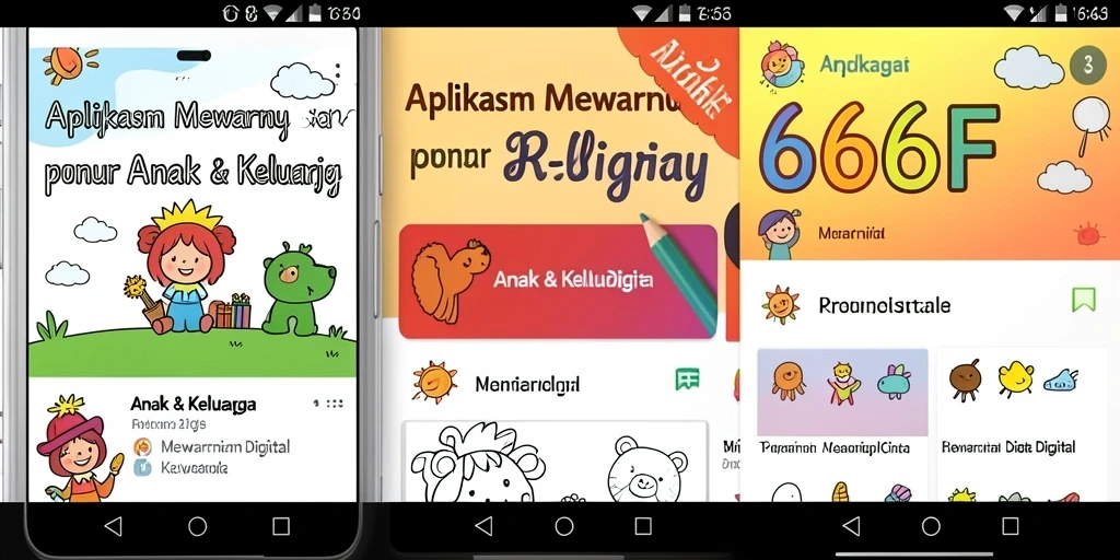 Antarmuka aplikasi 666F dengan gambar mewarnai yang cerah dan menarik.
