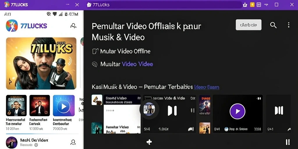 Antarmuka intuitif 77LUCKS untuk pemutar video offline.