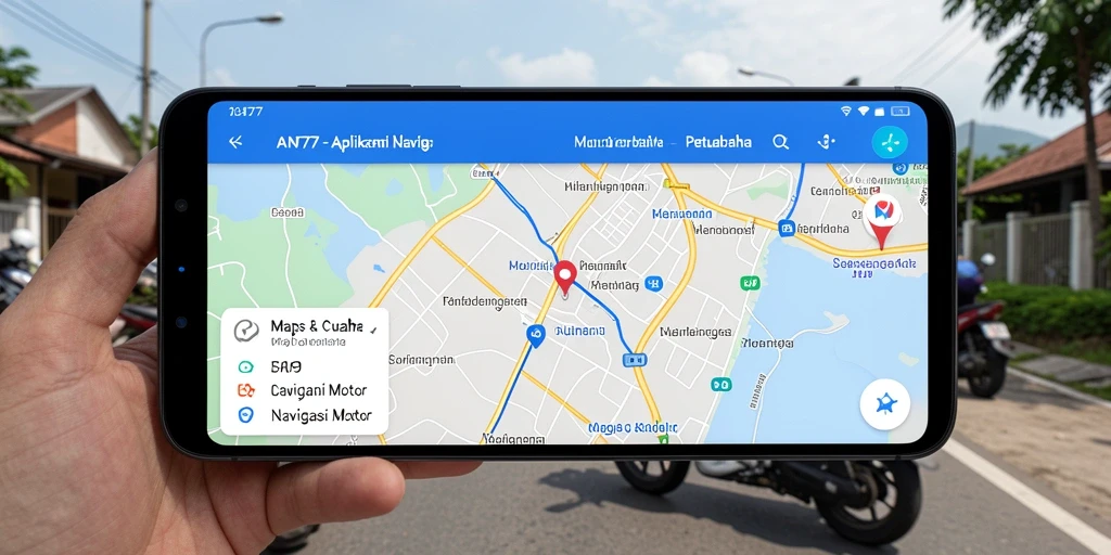 Antarmuka utama AN777 dengan fitur navigasi motor yang lengkap.