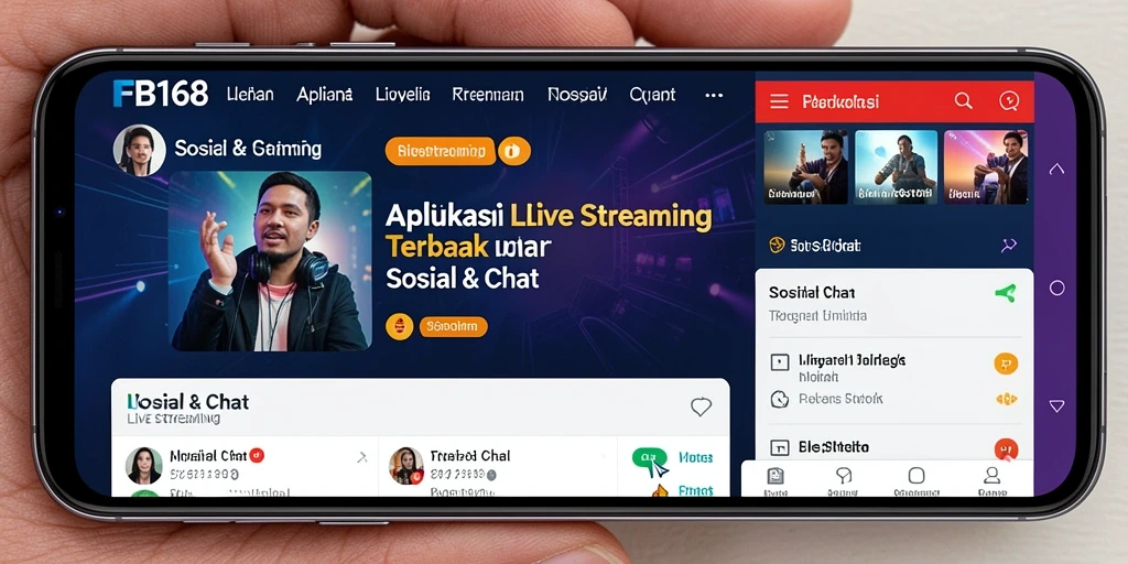 Antarmuka pengguna FB168 dengan fitur Live Streaming yang menarik.