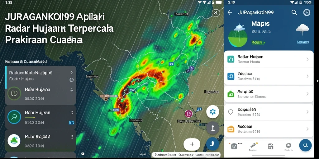 Tampilan antarmuka utama JURAGANKOIN99 dengan fitur Radar Hujan yang interaktif.