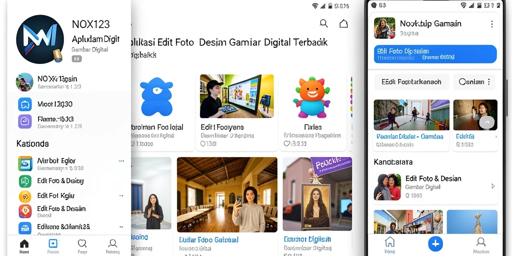 Antarmuka NOX123 menampilkan alat pengeditan gambar digital yang lengkap.