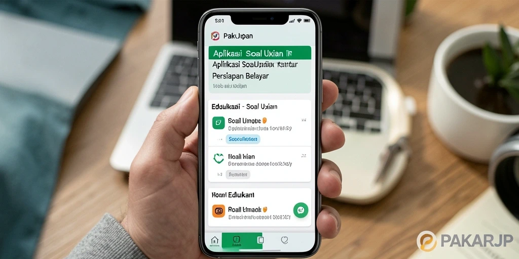 Antarmuka aplikasi PAKARJP yang memudahkan akses soal ujian.