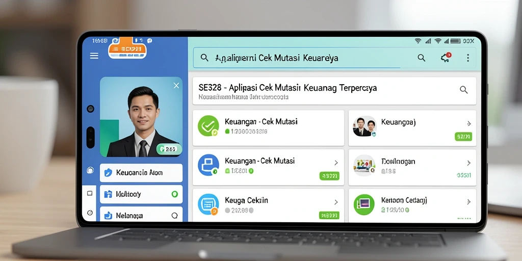 Tampilan antarmuka aplikasi SE328 untuk Cek Mutasi Keuangan.
